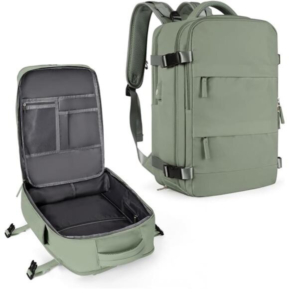 Unisex Large Travel Backpack Waterproof Rucksack Casual Daypack, Gray Green